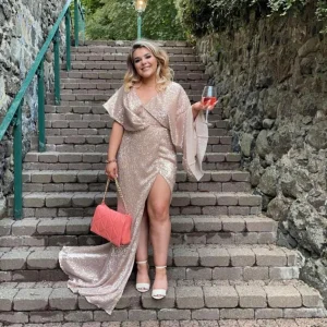 Online Alessandra Chain Sleeve Gown - Rose Gold Women Dresses