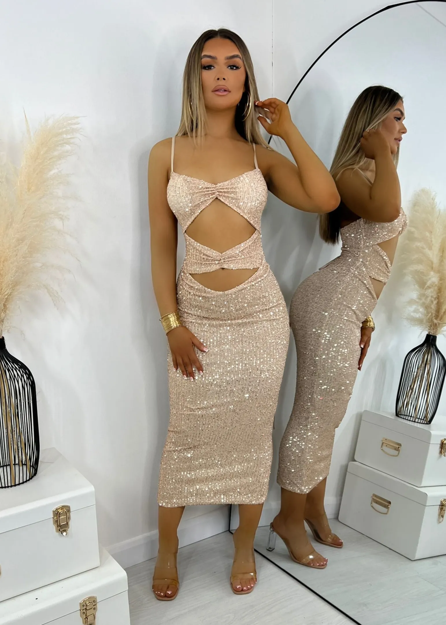 bare_elegance_cut_out_midi_dress__champagne_6.webp Store Bare Elegance Cut Out Midi Dress - Champagne Women Dresses