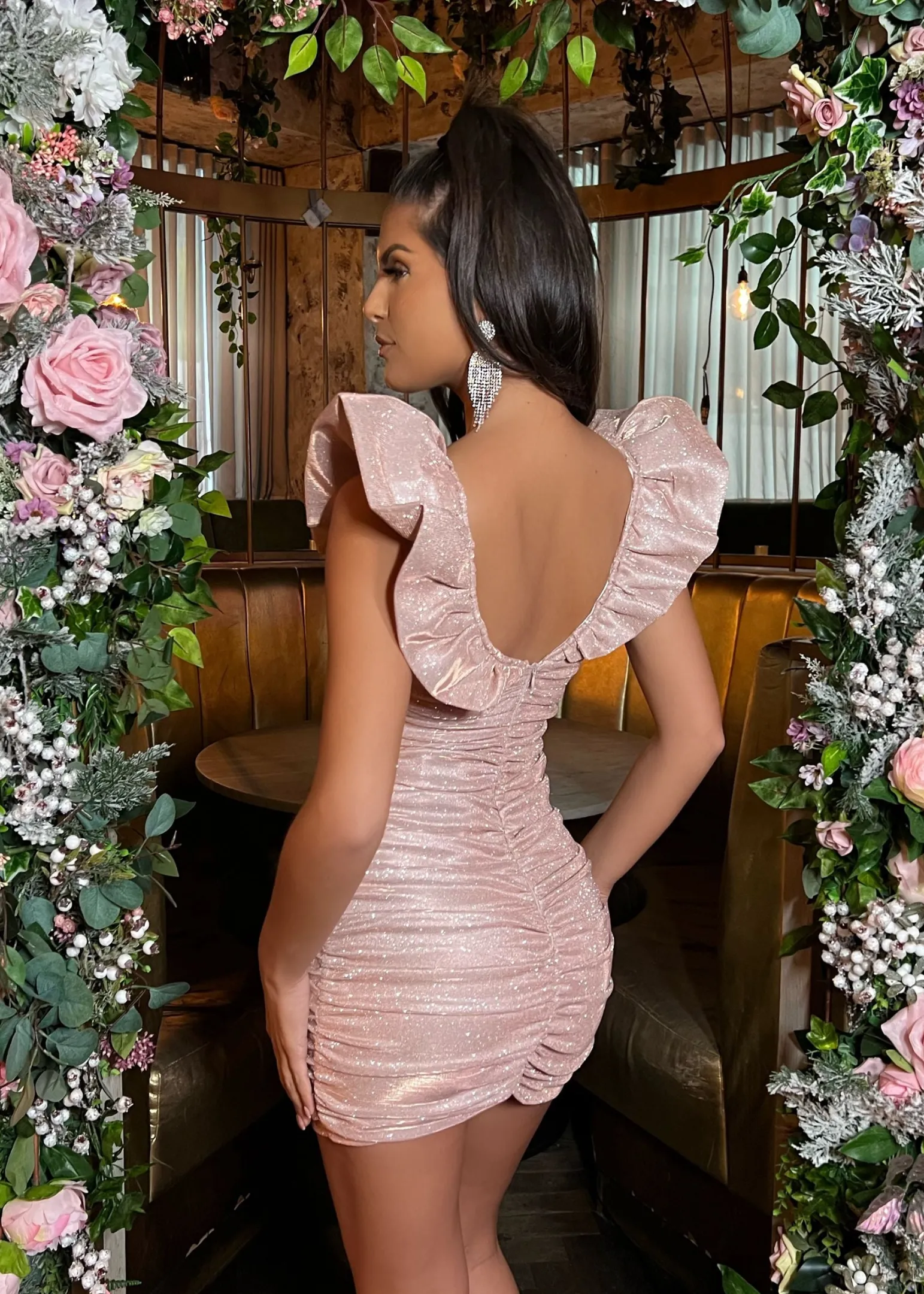 bling_it_on_extreme_puff_sleeve_glitter_dress__rose_gold_1.webp Store Bling It On Extreme Puff Sleeve Glitter Dress - Rose Gold Women Dresses
