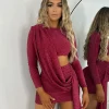 Fashion Capture It Wrap Mini Dress - Wine Women Dresses