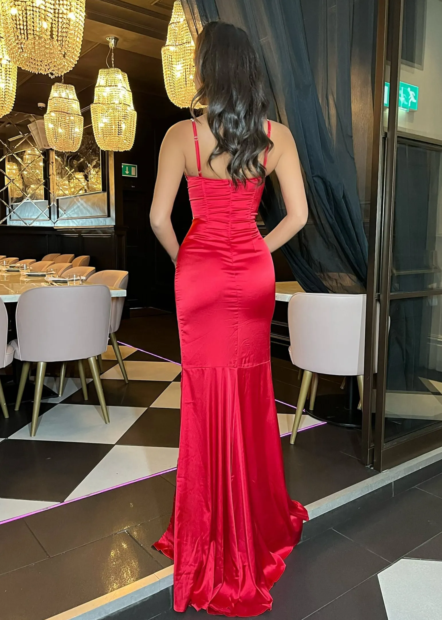 carley_diamante_satin_split_gown__red_1.webp Sale Carley Diamante Satin Split Gown - Red Women Dresses