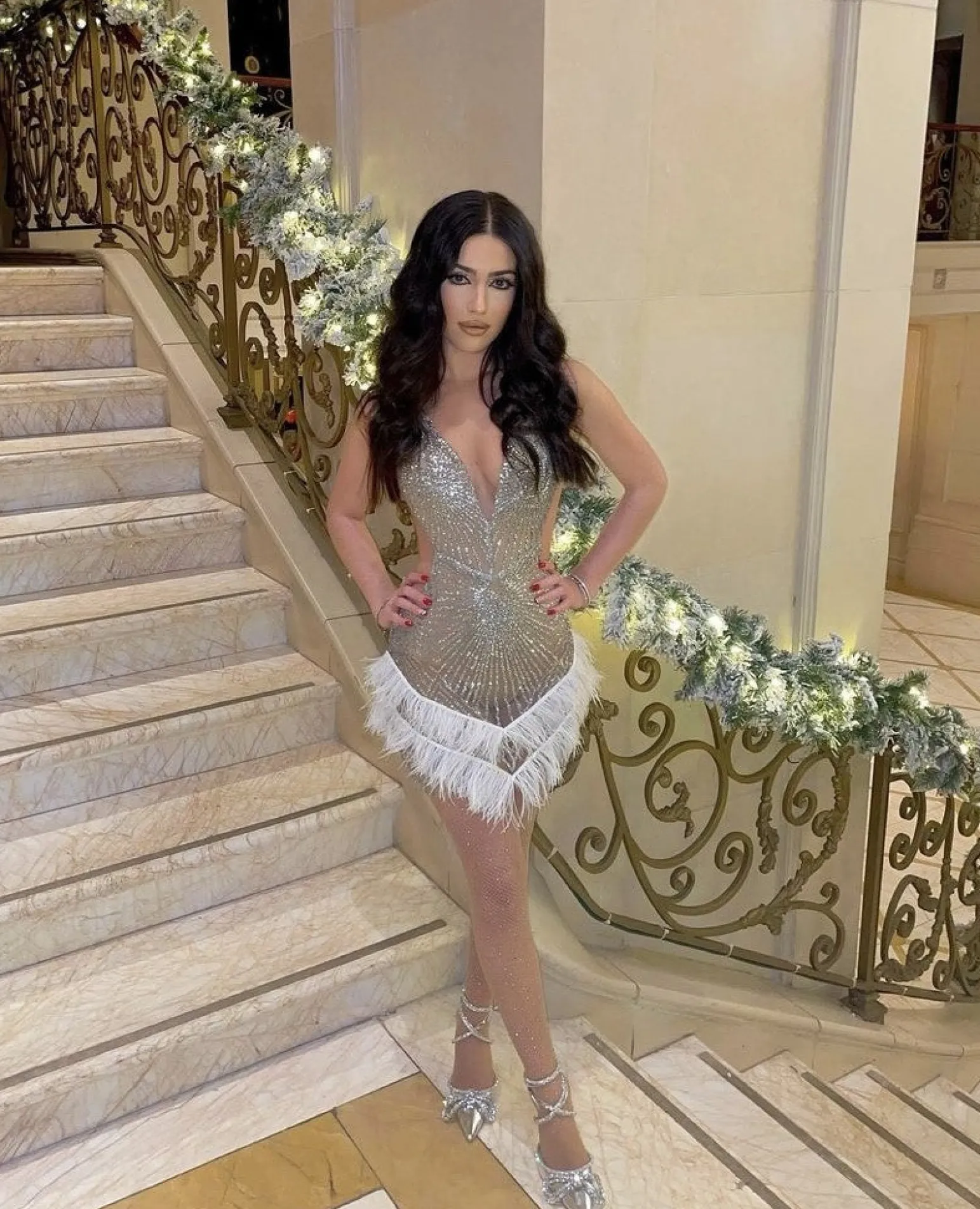 cindy_feather_trim_glitter_mini_dress__silver_10.webp Fashion Cindy Feather Trim Glitter Mini Dress - Silver Women Dresses