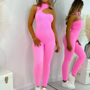 Shop Comfort Is Key Cut Out Jumpsuit - Pink Women Rompers & Jumpsuits