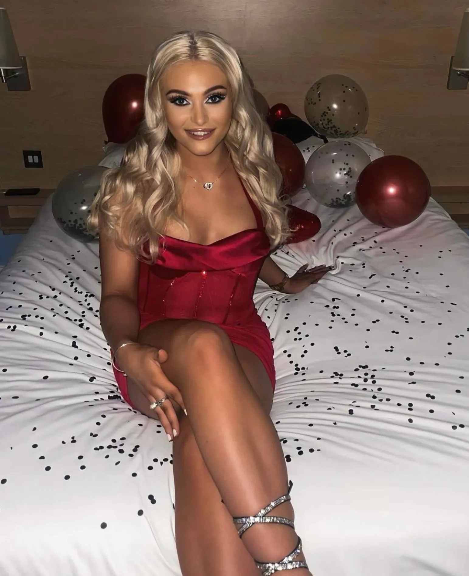 Shop Daphne Halter Neck Diamante Corset Mini Dress - Red Women Dresses
