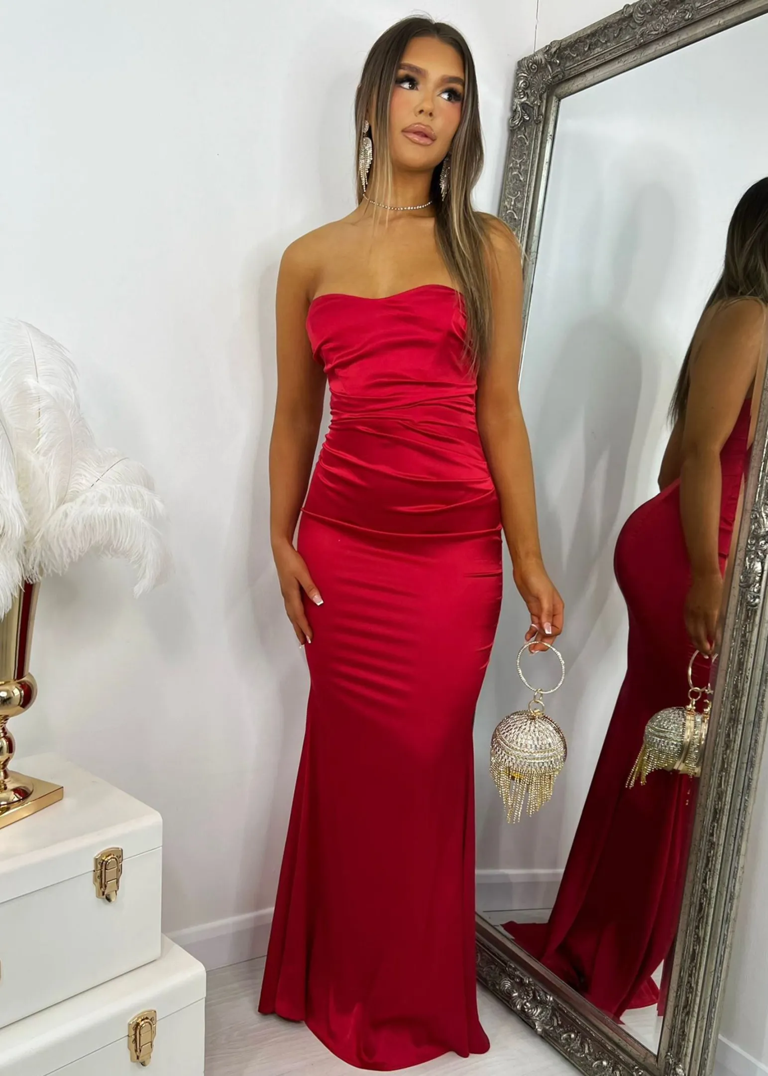 delilah_ruched_corset_satin_gown__red_0.webp Discount Delilah Ruched Corset Satin Gown - Red Women Dresses