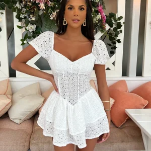 Flash Sale Didi Broderie Mini Dress - White Women Dresses