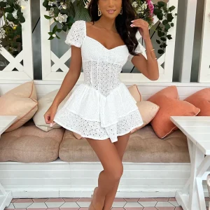 Flash Sale Didi Broderie Mini Dress - White Women Dresses