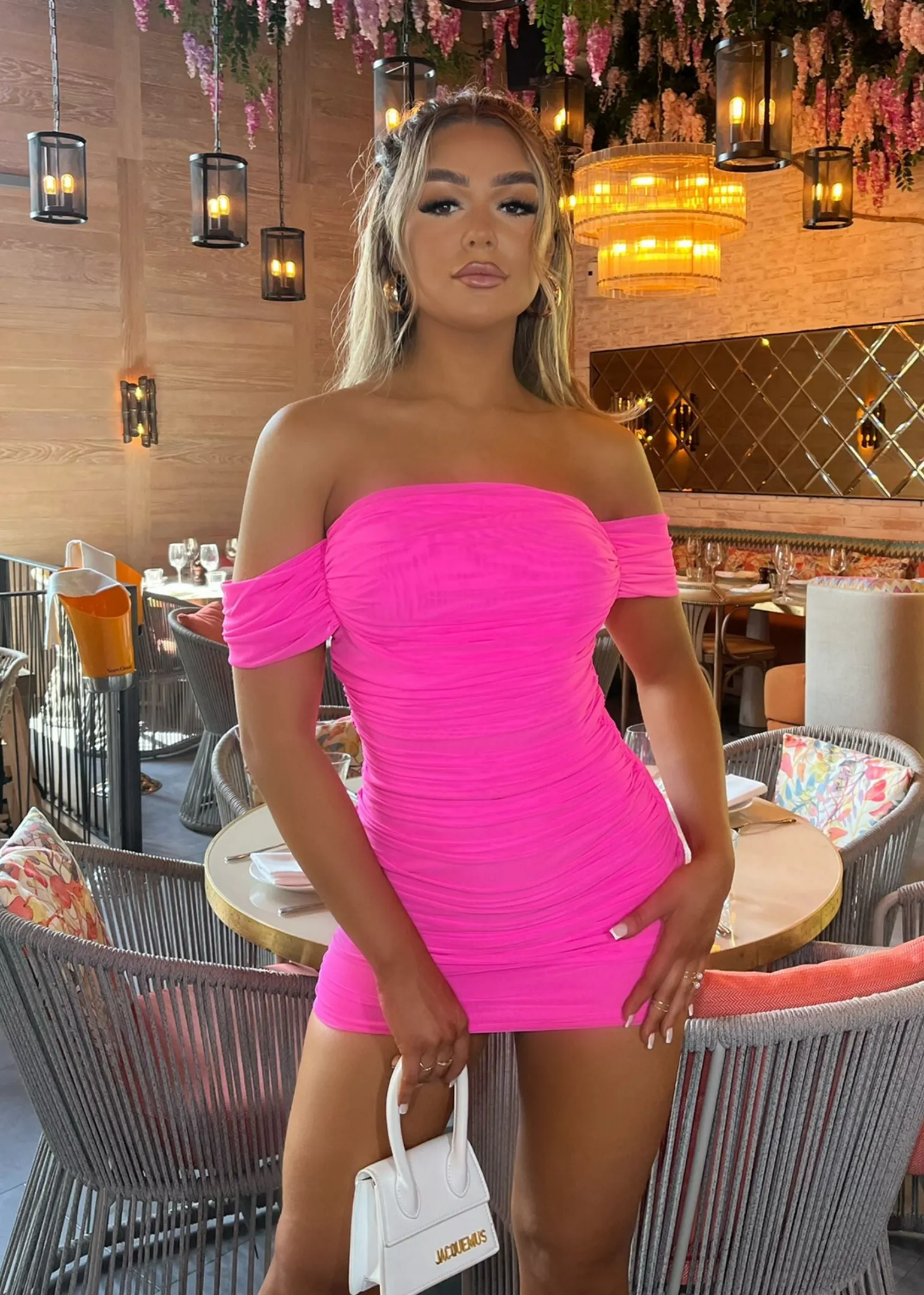 elle_off_shoulder_mini_dress__hot_pink_4.webp Hot Elle Off Shoulder Mini Dress - Hot Pink Women Dresses