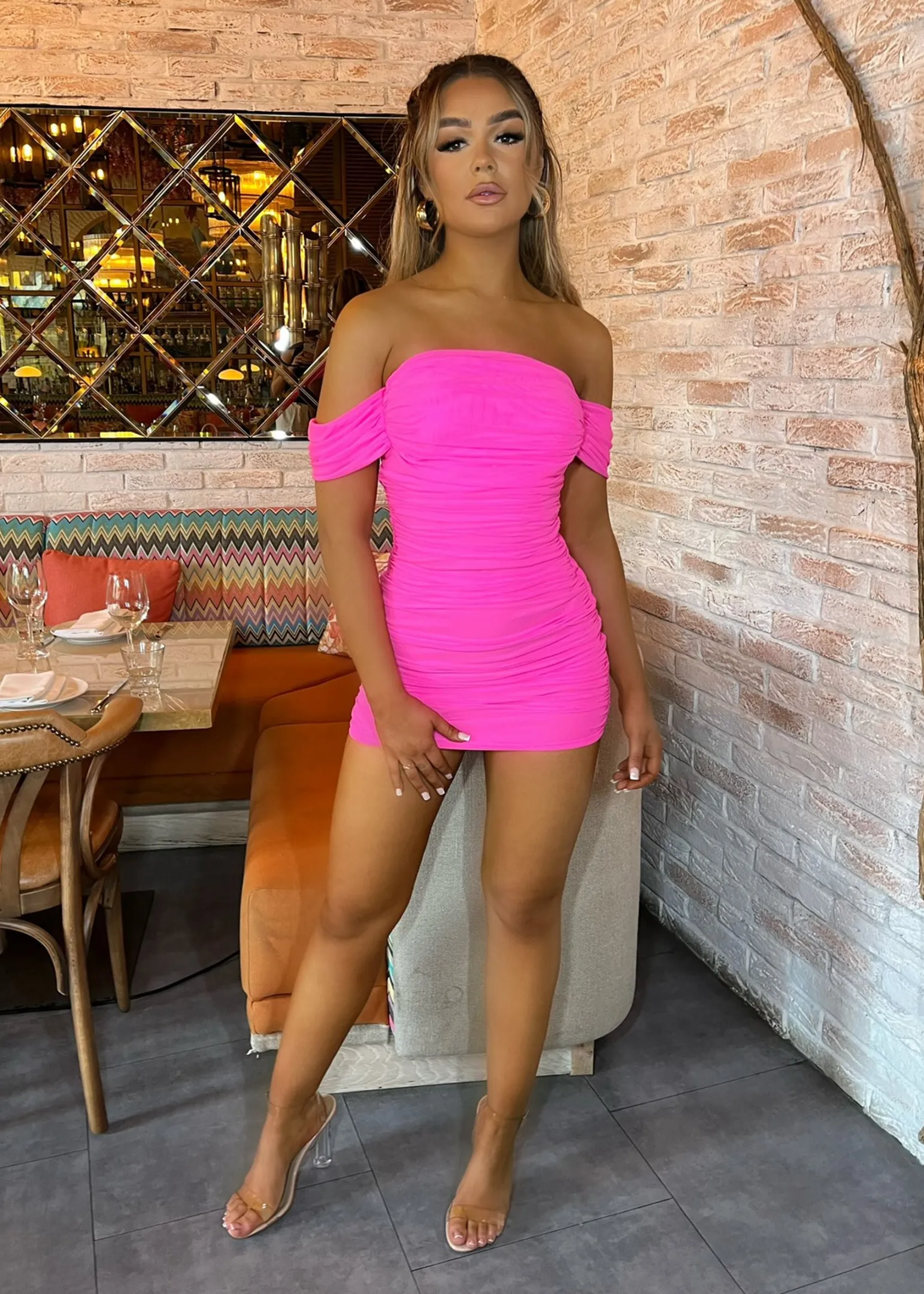elle_off_shoulder_mini_dress__hot_pink_5.webp Hot Elle Off Shoulder Mini Dress - Hot Pink Women Dresses