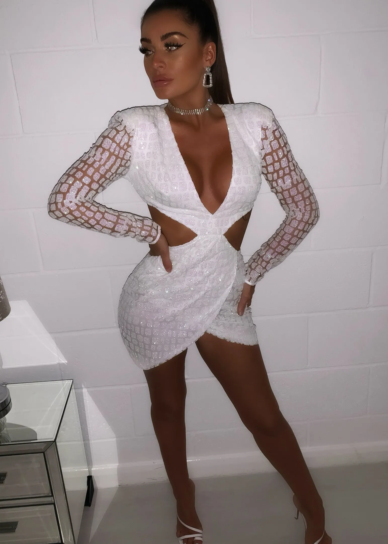 ex_lovers_glitter_dress__iridescent_white_10.webp Best Sale Ex Lovers Glitter Dress - Iridescent White Women Dresses