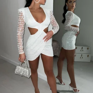 Best Sale Ex Lovers Glitter Dress - Iridescent White Women Dresses