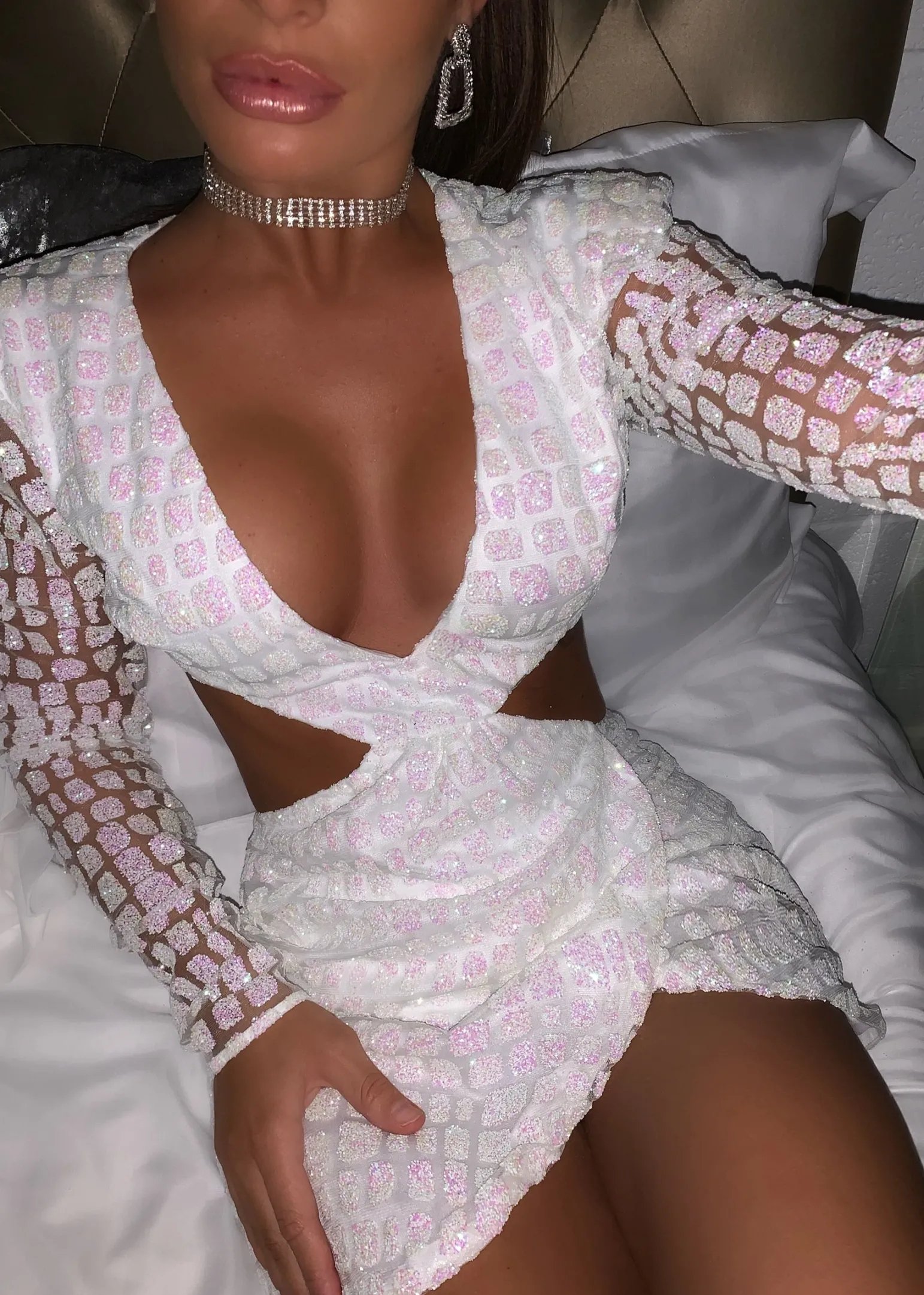 ex_lovers_glitter_dress__iridescent_white_6.webp Best Sale Ex Lovers Glitter Dress - Iridescent White Women Dresses