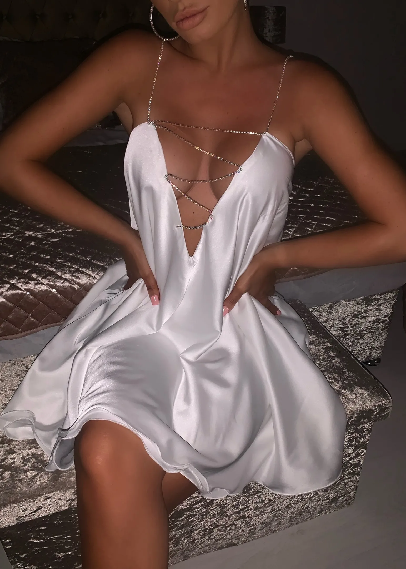 feeling_flirty_babydoll_diamante_trim_dress__white_0.webp Clearance Feeling Flirty Babydoll Diamante Trim Dress - White Women Dresses