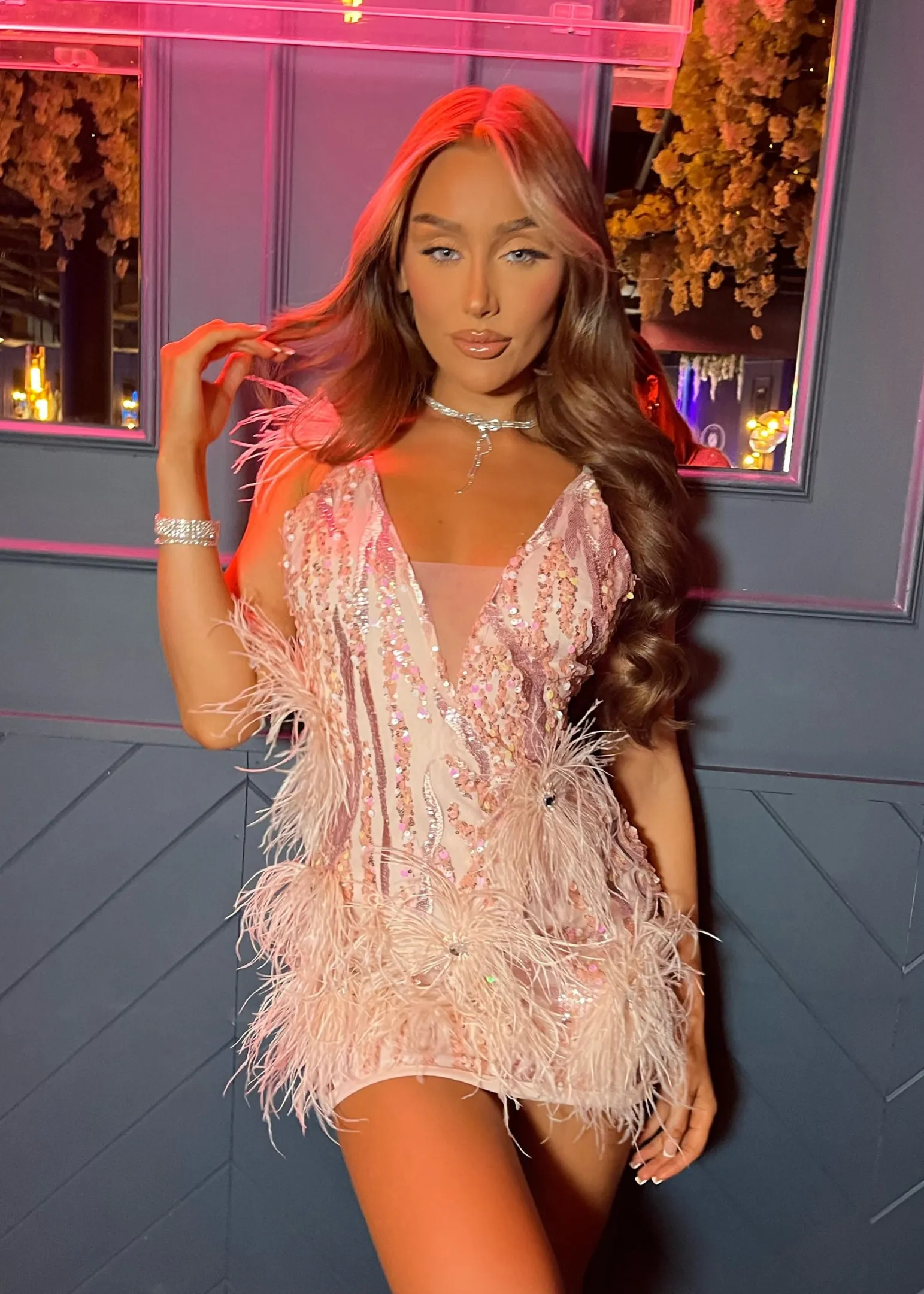felicity_premium_sequin_feather_mini_dress__pink_4.webp Cheap Felicity Premium Sequin Feather Mini Dress - Pink Women Dresses