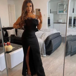 Hot Forever Yours Feather Gown - Black Women Occasion Wear
