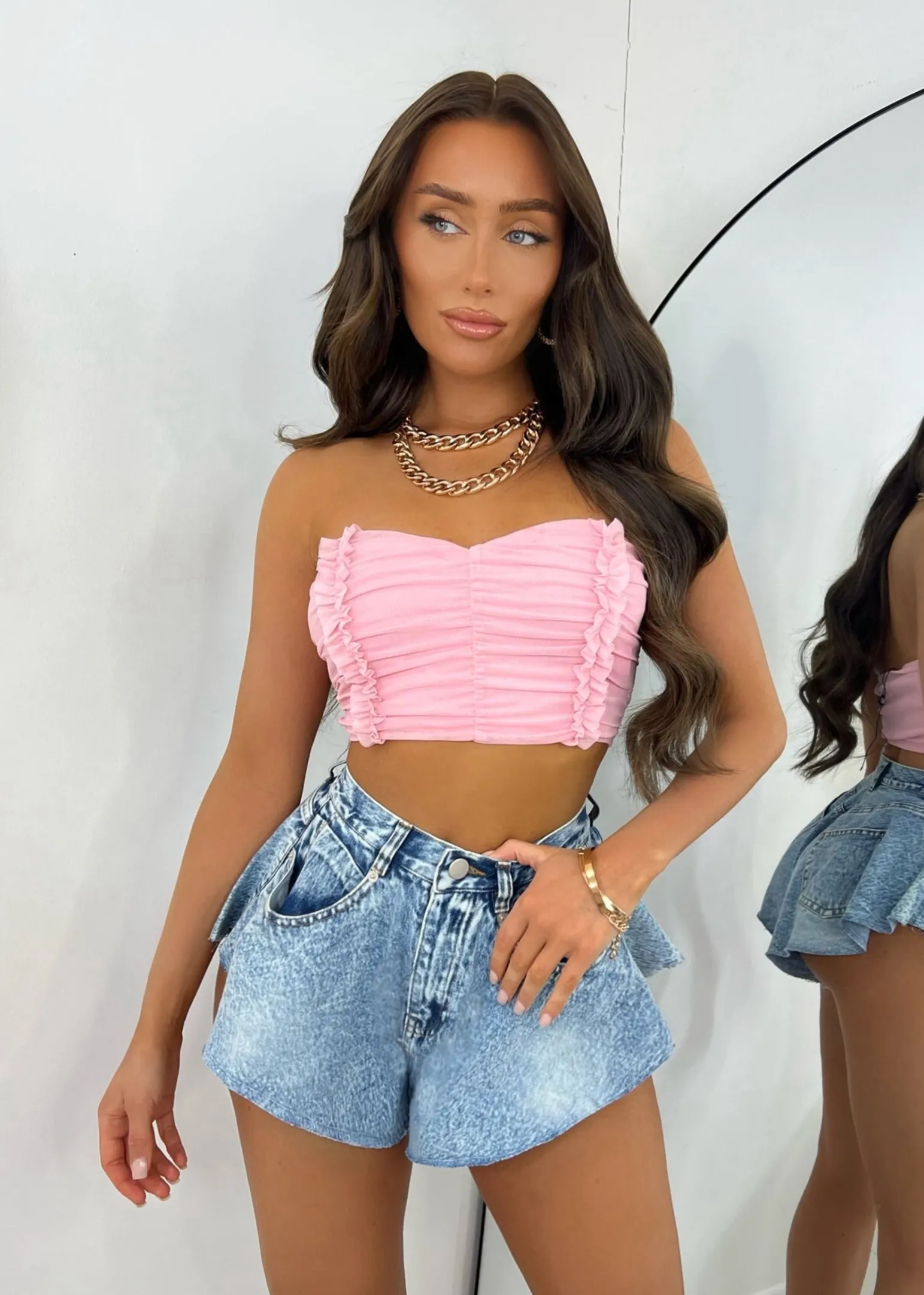 frill_got_it_denim_shorts_2.webp Flash Sale Frill Got It Denim Shorts Women Bottoms