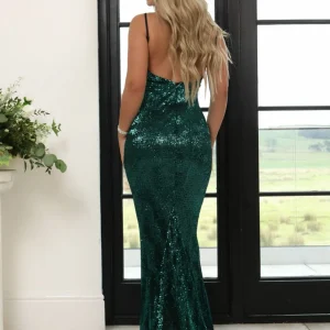 Best Frozen Heart Sequin Gown - Emerald Green Women Occasion Wear