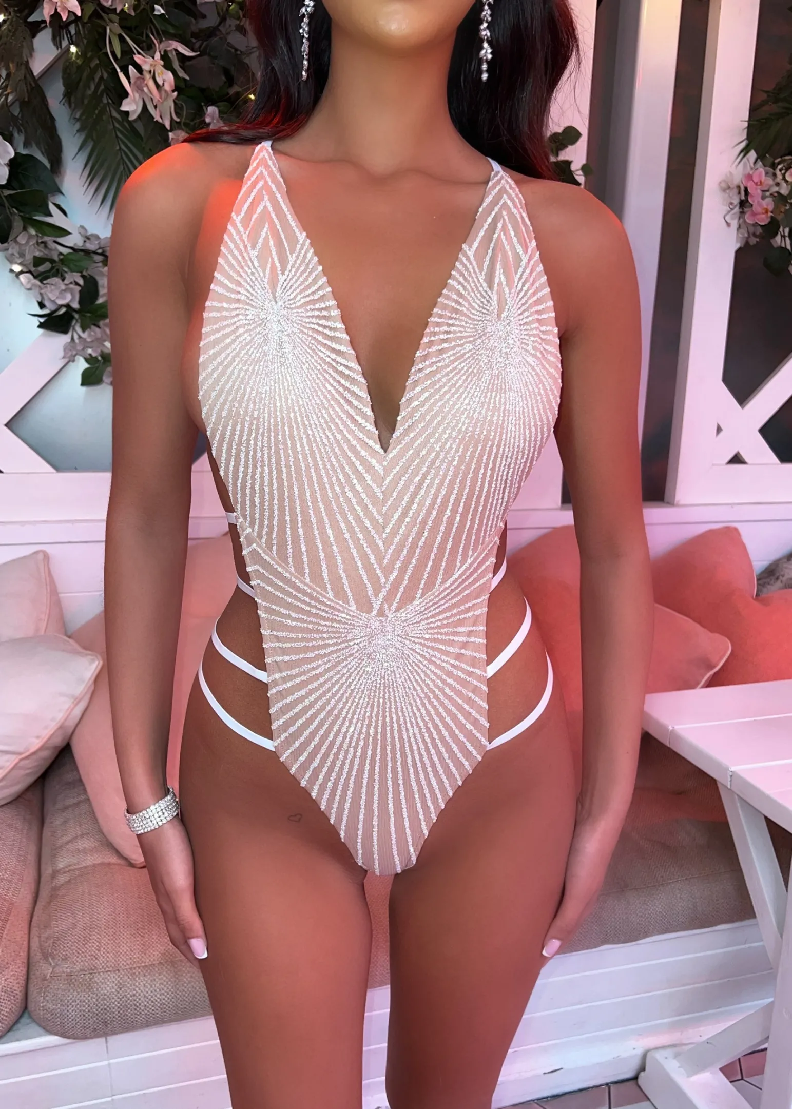 glitter_dreams_bodysuit__white_5.webp Online Glitter Dreams Bodysuit - White Women Tops / Bodysuits