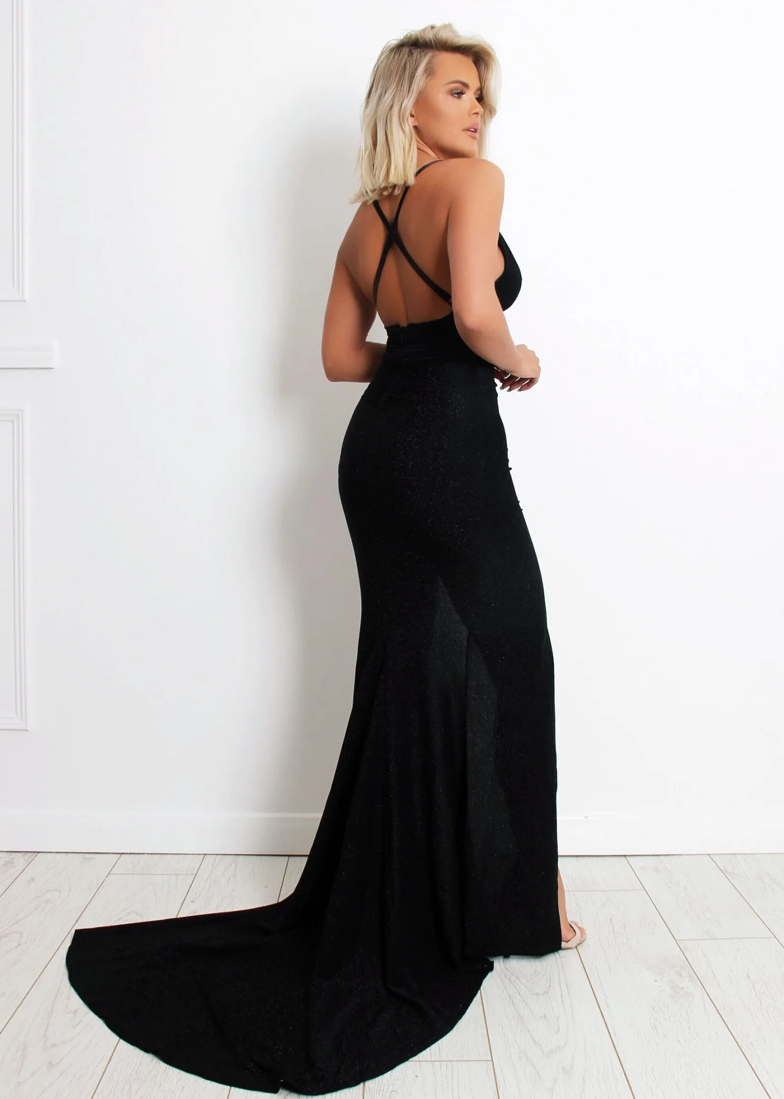 happily_ever_after_lurex_gown_with_slit__black_7.webp Hot Happily Ever After Lurex Gown With Slit - Black Women Occasion Wear