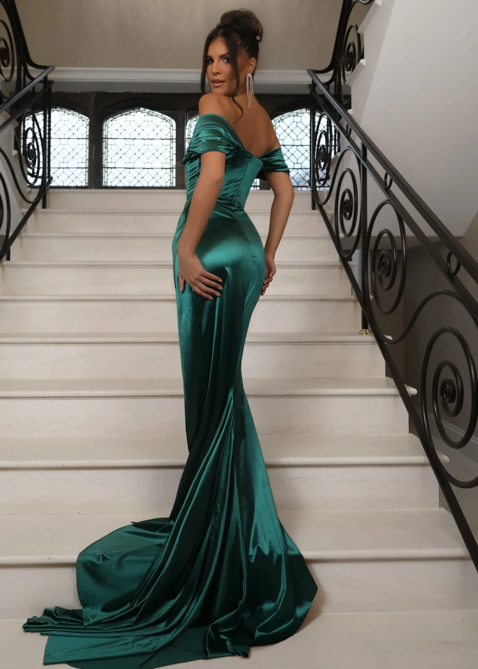 heidi_off_shoulder_corset_gown__emerald_green_0.webp Discount Heidi Off Shoulder Corset Gown - Emerald Green Women Dresses