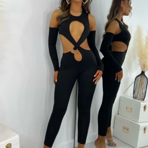 Fashion I Came To Slay Cut Out Jumpsuit - Black Women Rompers & Jumpsuits