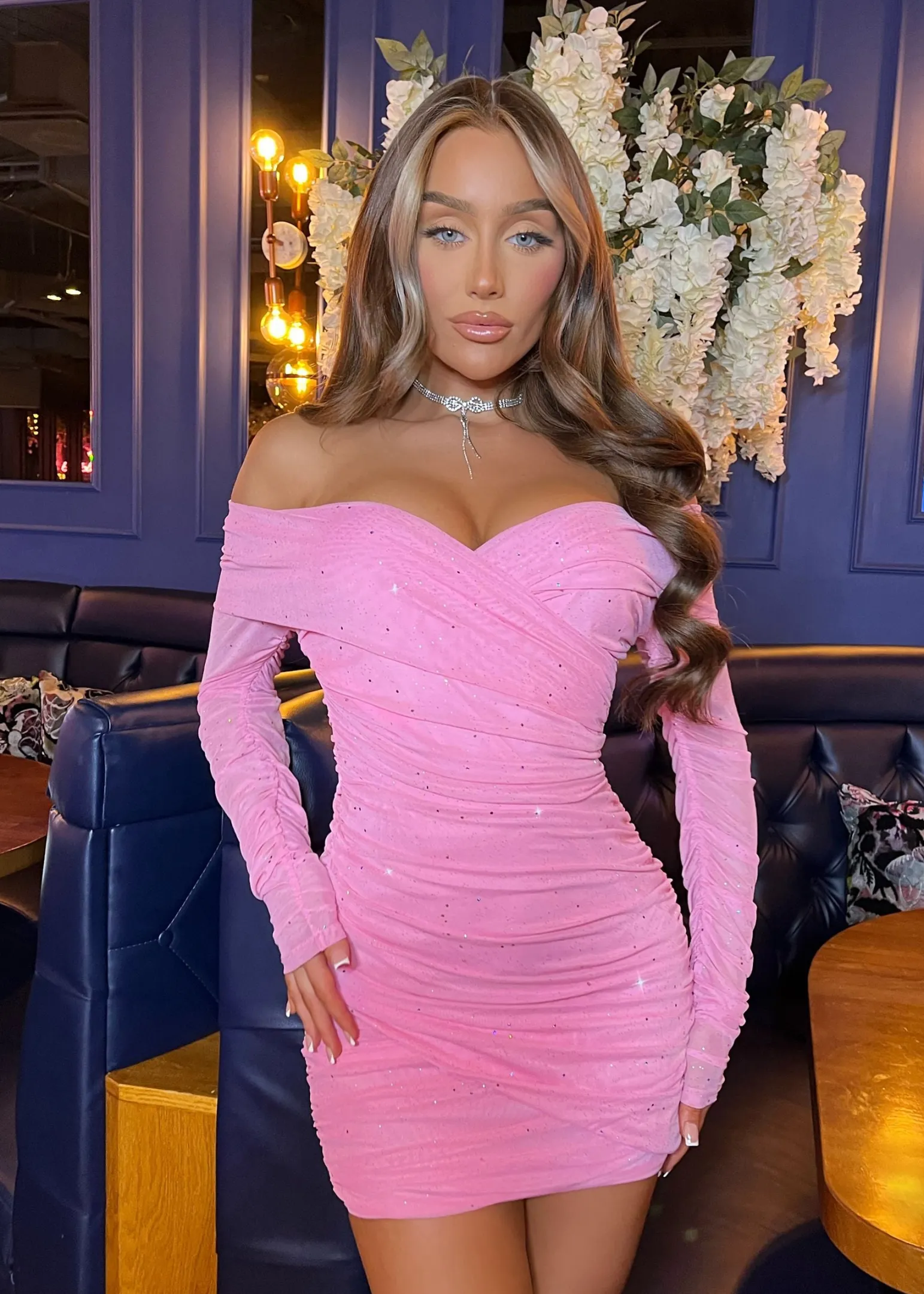 kylie_sparkle_mesh_mini_dress__baby_pink_sparkle_3.webp Online Kylie Sparkle Mesh Mini Dress - Baby Pink Sparkle Women Dresses
