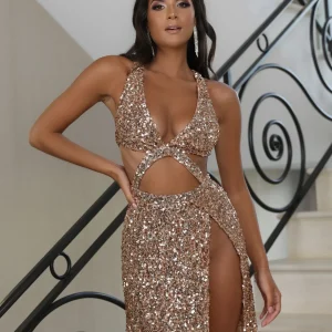 Outlet Lala Sequin Gown - Rose Gold Women Dresses