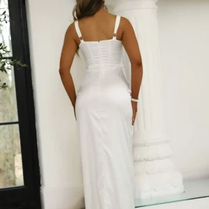 Hot Lisa Corset Satin Gown - White Women Dresses