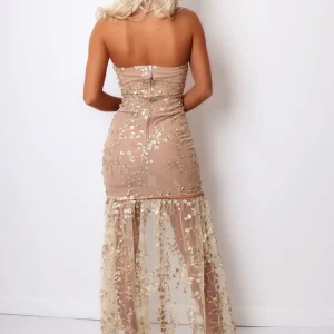 Cheap Living In Luxury Gown With Detachable Overskirt - Gold Women Occasion Wear