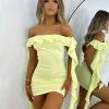 Best Sale Love Game Frill Mini Dress - Yellow Women Dresses