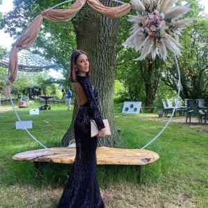 Best Sale Luxe Dreams One Shoulder Sequin Gown - Black Women Dresses