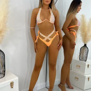 Flash Sale Miss Maldives Jewelled Bikini - Orange Women Swimwear