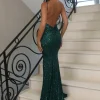 Flash Sale Miss Money Sequin Gown - Emerald Women Dresses