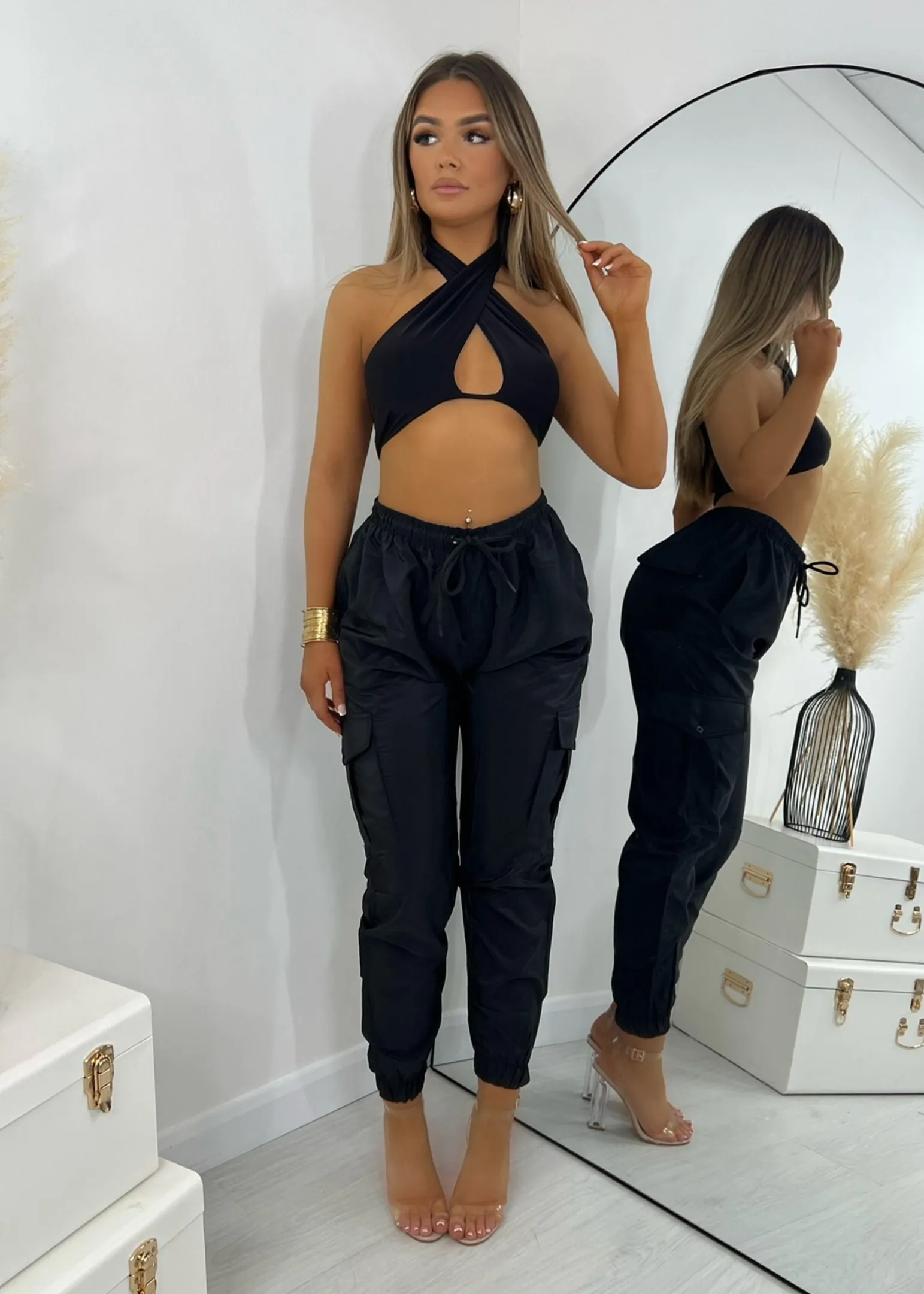 out_of_luck_cross_halter_neck_crop_top__black_2.webp Sale Out Of Luck Cross Halter Neck Crop Top - Black Women Tops / Bodysuits