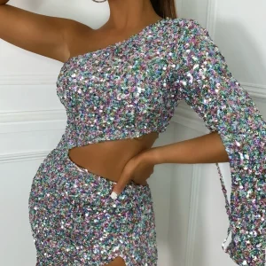 Store Overnight Fame Cut Out Mini Dress - Silver Women Dresses