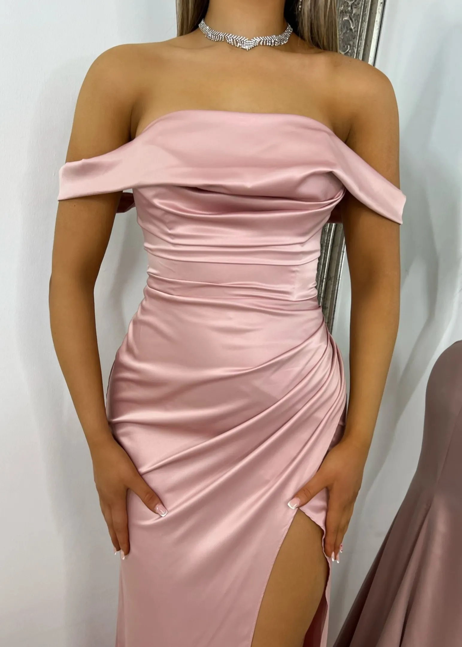 paloma_satin_split_gown__blush_2.webp Store Paloma Satin Split Gown - Blush Women Dresses