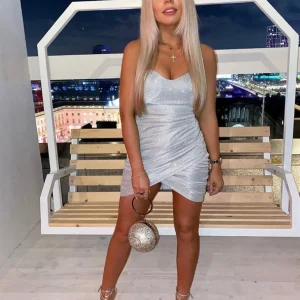 Cheap Paris Glitter Mini Dress - Silver Women Dresses