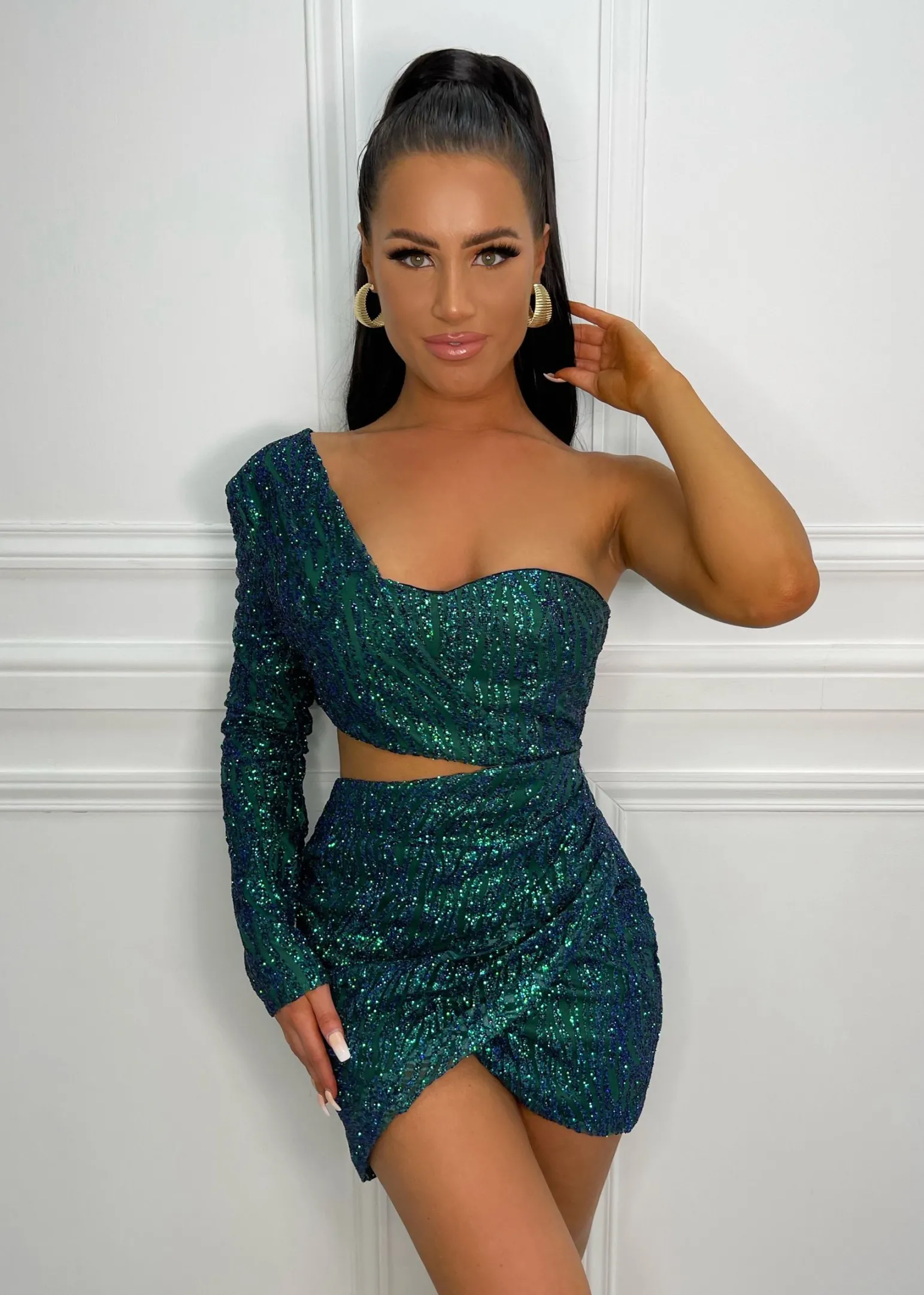 party_in_la_glitter_sequin_dress__emerald_green_3.webp Sale Party In La Glitter Sequin Dress - Emerald Green Women Dresses