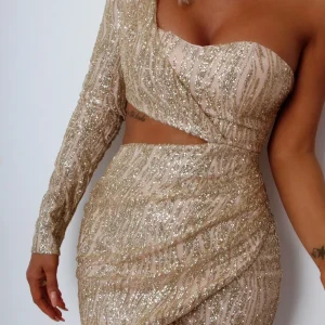 Best Party In La Glitter Sequin Dress - Gold Women Dresses