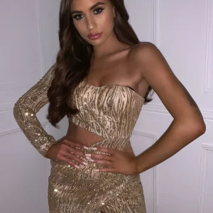 Best Party In La Glitter Sequin Dress - Gold Women Dresses