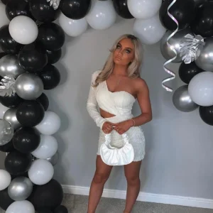 Flash Sale Party In La Glitter Sequin Dress - Iridescent White Women Dresses