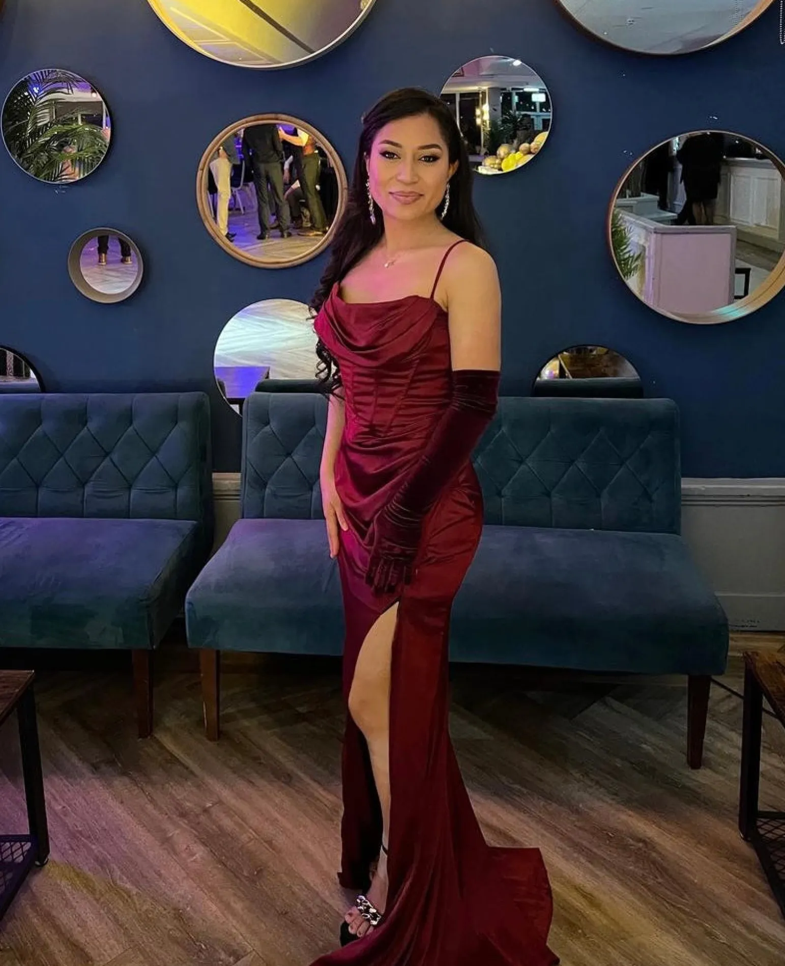 rebecca_corset_satin_spilt_gown__wine_6-1.webp Online Rebecca Corset Satin Spilt Gown - Wine Women Occasion Wear