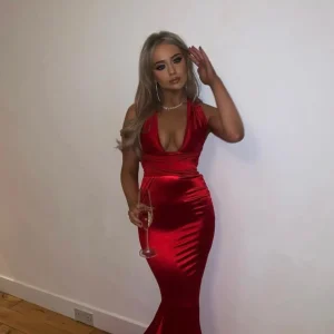 Best Sale Red Carpet Ready Satin Gown - Red Women Dresses