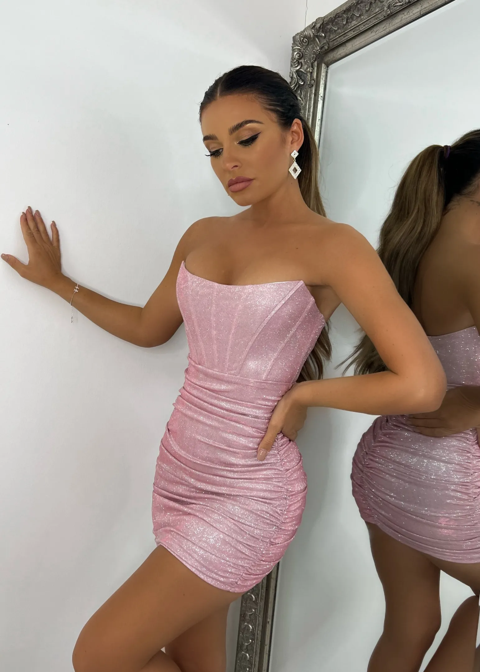 serena_lurex_corset_mini_dress__pink_3.webp Sale Serena Lurex Corset Mini Dress - Pink Women Dresses