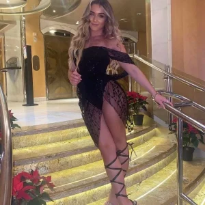 Cheap Sparkle Delight Glitter Mesh Dress - Black Women Dresses
