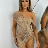 Best Sparkle Delight Glitter Mesh Dress - Bronze Women Dresses