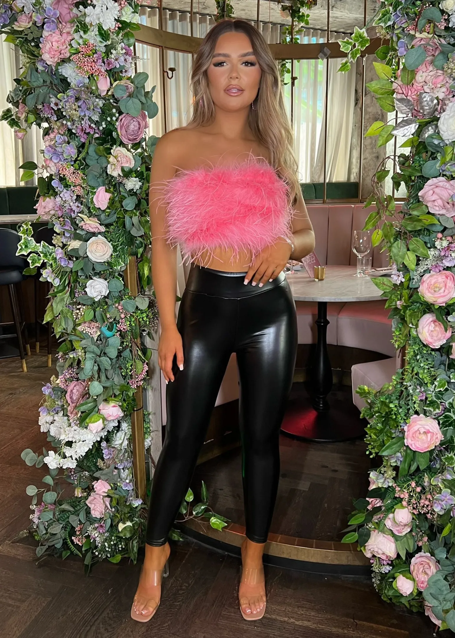 spice_it_up_feathered_crop_top__pink_2.webp Flash Sale Spice It Up Feathered Crop Top - Pink Women Tops / Bodysuits