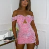 Best Sale Take A Bow Sequin Mini Dress - Pink Women Dresses