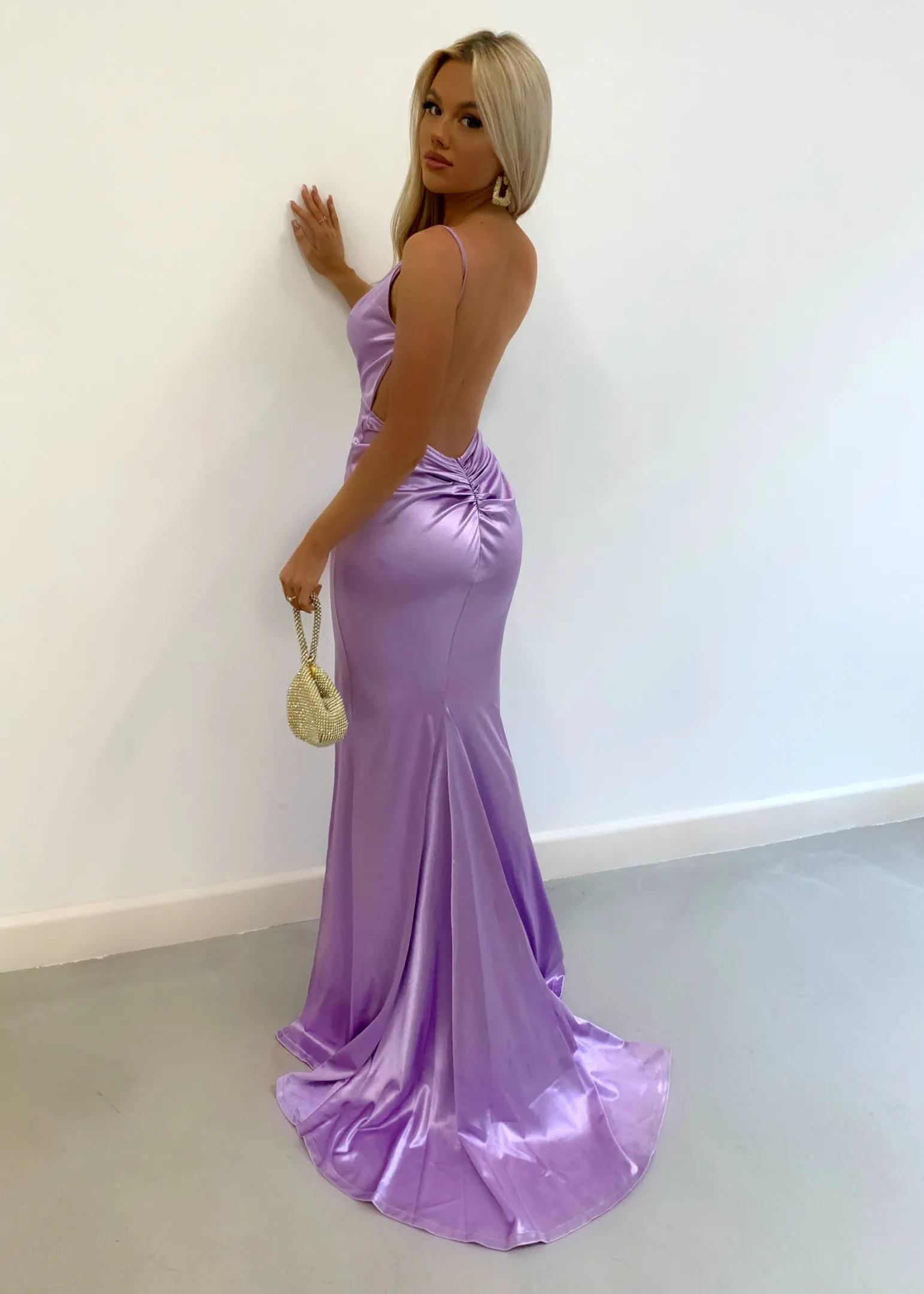 touch_of_glamour_satin_gown_with_side_slit__lilac_4.webp Hot Touch Of Glamour Satin Gown With Side Slit - Lilac Women Dresses