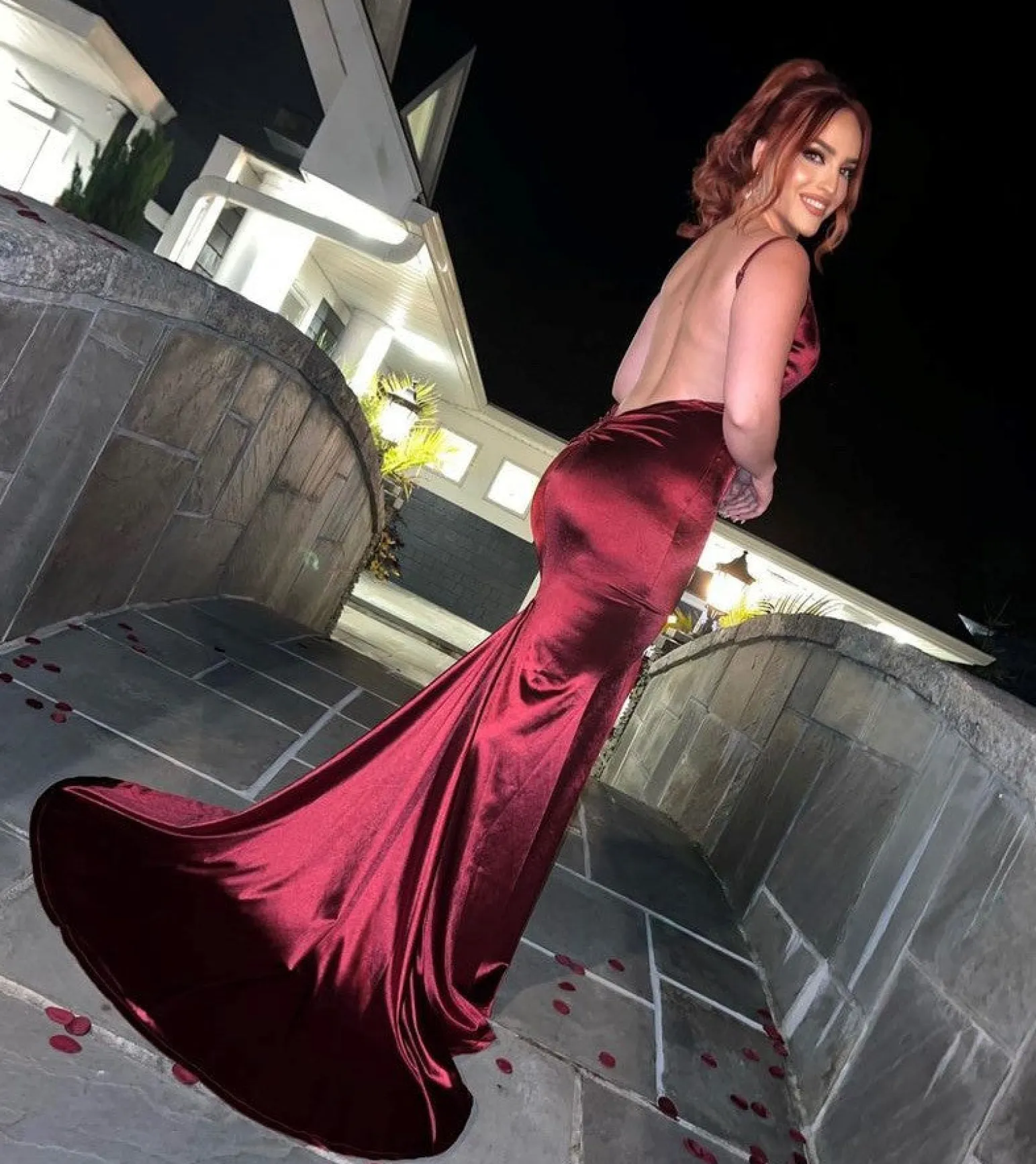 touch_of_glamour_satin_gown_with_side_slit__wine_6-1.webp Best Sale Touch Of Glamour Satin Gown With Side Slit - Wine Women Occasion Wear